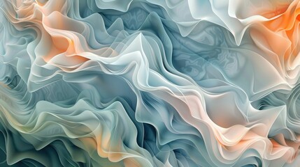 Obraz premium Abstract fluid art with soft pastel colors and flowing shapes creating a serene, ethereal visual experience.