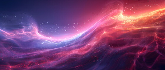 Fototapeta premium A red purple background, glowing with light. a spinning spiral at right, The overall style is futuristic and technological, with an abstract white background and curved lines