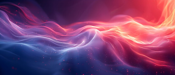 Obraz premium A red purple background, glowing with light. a spinning spiral at right, The overall style is futuristic and technological, with an abstract white background and curved lines