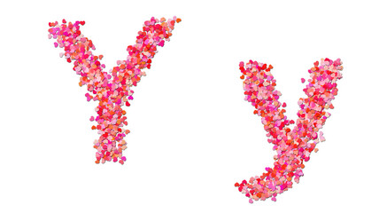 letter Y made of red hearts. Heart shapes alphabet.