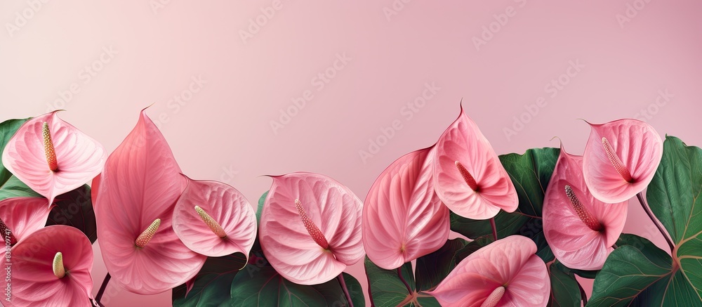 Poster background featuring anthurium flowers with copy space image.