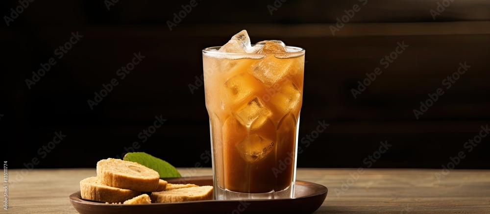 Poster Refreshing beverage created by blending tamarind and palm sugar, with a copy space image included.