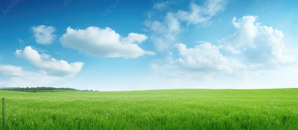 Poster green grass field with abundant copy space image available.