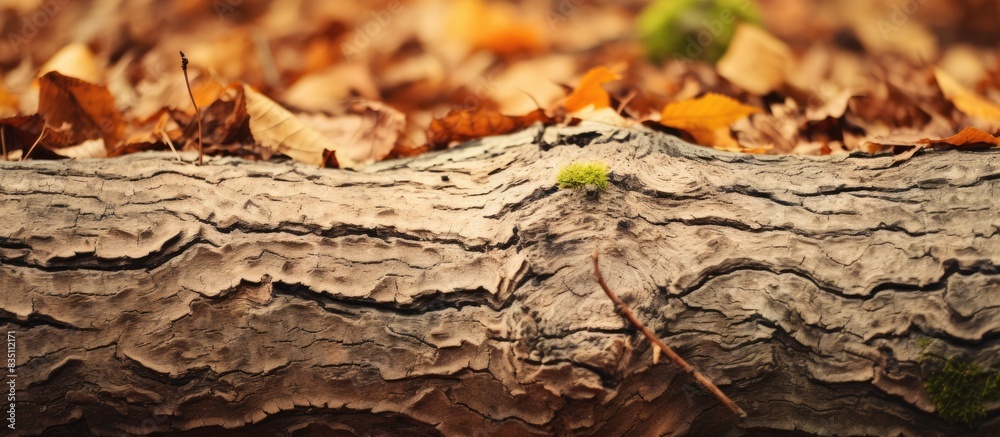 Aufkleber close-up shot of an autumnal old tree trunk showcasing natural textures with a copy space image.