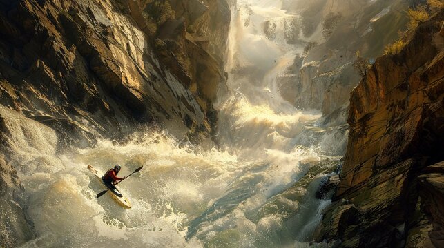 extreme sports on a mountain river