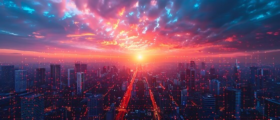 Fototapeta premium panoramic view of cloud data storage infrastructure showcasing interconnected server data node creating expansive secure digital landscape Panorama Stitching Weather Sealing capture vast vibrant