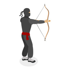 Obraz premium 3D Isometric Flat Vector Set of Ninja Warriors, Fighting Poses. Item 5