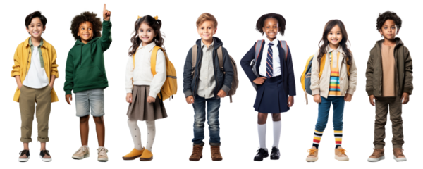 Kid student png element set on transparent background