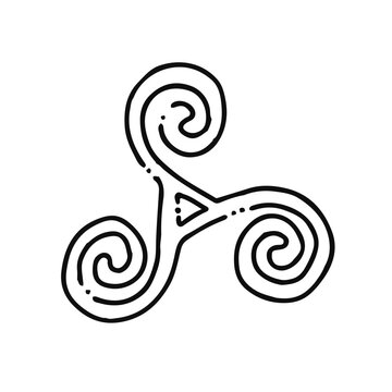 Illustration au trait noir du symbole breton le triskell