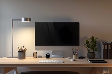 Minimalist Workspace with Sleek Monitor and Essential Office Decor