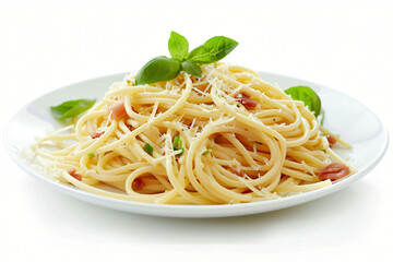 Spaghetti Carbonara on White Plate