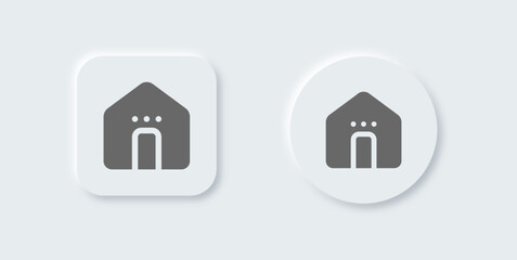 Home button solid icon in neomorphic design style. House signs vector illustration.