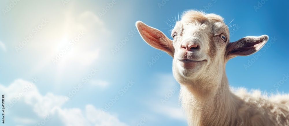 Poster a sunny goat portrait with ample copy space image.