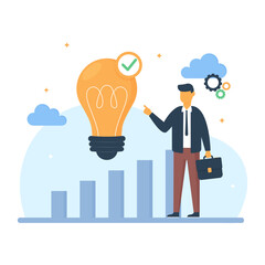 An illustration of a businessman that symbolizes a new idea leading to success.