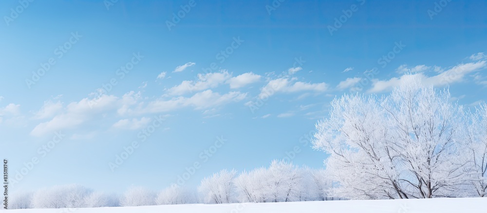 Aufkleber a serene winter backdrop featuring a gentle spring breeze and a clear blue sky with fluffy white clo