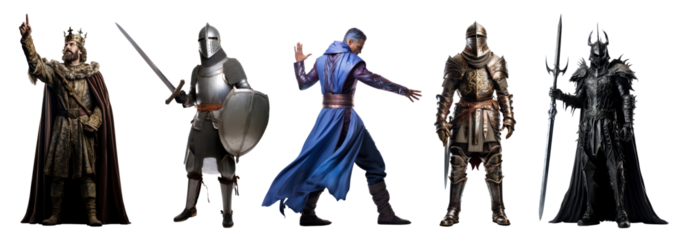 Medieval Figures png element set on transparent background