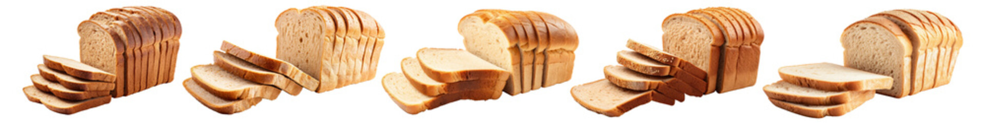 Loaf of sliced breads png element set on transparent background