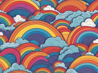 Watercolor rainbow pastel colors clipart