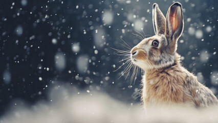 Rabbit in snowy landscape  