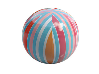 Obraz premium Beach ball with stripes die cut PNG style isolated on white and transparent background