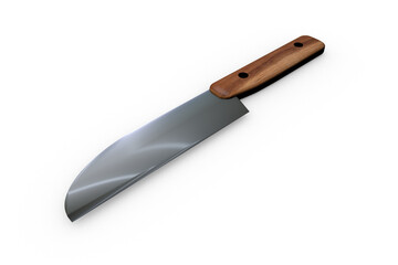 3D rendering of a kitchen knife on white