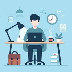 vector a man is playing on a laptop