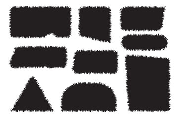 Torn paper frames with rough edges vector set. Black square shapes with ripped jagged borders on white background. Vintage grunge boxes for collage, text, banner, sticker design. Retro photo objects 