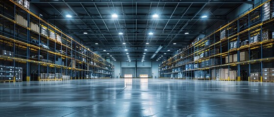  LED lighting in warehouse part of storage and shipping system