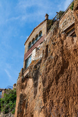 detail of the typical rocks on which the famous village of Civita di Bagnoregio is built