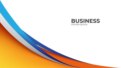 orange yellow and blue wavy shapes with halftone background. great for business poster, corporate banner, presentation, flyer, cover.