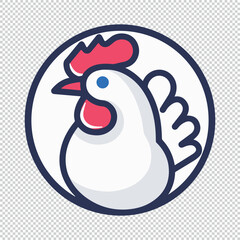 Chicken line art logo design, vector illustration on transparent background