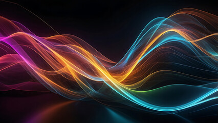 Abstract neon wave digital wallpaper or background