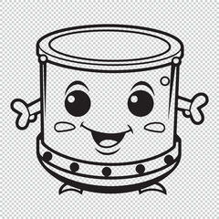 Cute simple drum icon, black vector illustration on transparent background