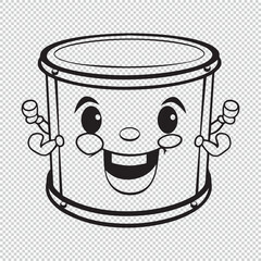 Cute simple drum icon, black vector illustration on transparent background