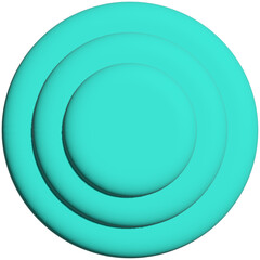 Green button isolated on white background.3D circle in pastel color.Geometric shape vector icon.