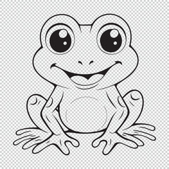 Cute simple frog icon logo, black vector illustration on transparent background