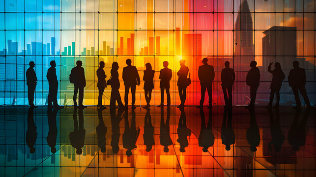 Dynamic Team Presentation Concept with Graph Imagery for Productivity and Success   Ideal for Corporate and Motivational Ads in a Collaborative Working Environment