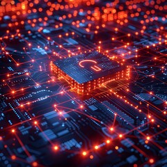 Fototapeta premium Cybersecurity visual: digital lock and code matrix for protecting information.