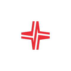 Obraz premium Modern health cross with pulse medical logo design