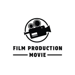 production film video camera logo design concept idea with label circle