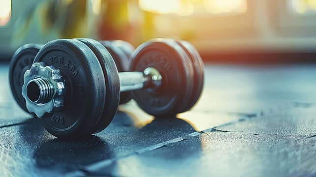 Close up dumbbells. Diet Health Plan. Nutrition start up workout planing. Sport exercise equipment workout gym. Healthy Lifestyle Concept,copy space for banner