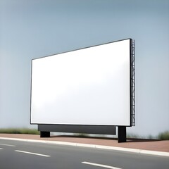 front view of standing horizontal billboard mockup without background