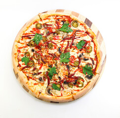 Pizza with jalapeno and mushrooms - the perfect choice for spicy lovers