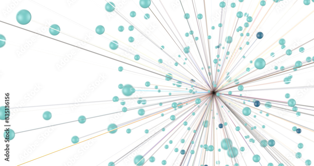 Fototapete Big data visualization. Network connection structure with chaotic distribution of points and lines. 3D rendering.