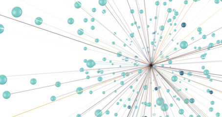 Big data visualization. Network connection structure with chaotic distribution of points and lines. 3D rendering.