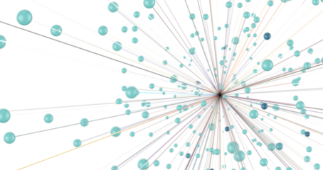 Big data visualization. Network connection structure with chaotic distribution of points and lines. 3D rendering.