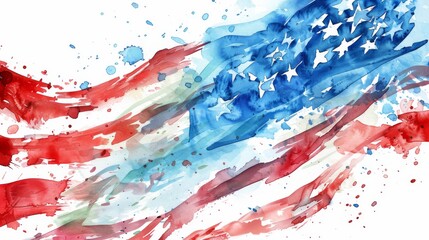 Handpainted watercolor American flag