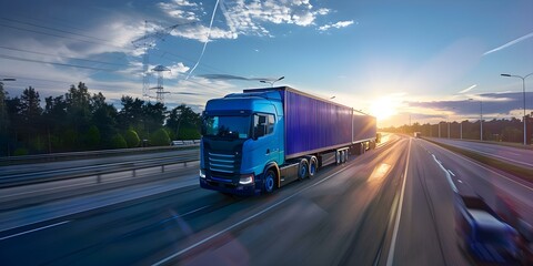 Future logistics Cargo caravans on the move trade transport trucks in action. Concept Transport, Logistics, Cargo, Trade, Trucks