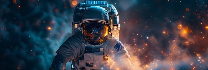 Fototapeta premium Dive into world of space exploration with images of astronauts and spacecraft