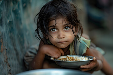 homeless poor hungry girl need food